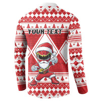 Personalized Power Red Ranger Santa Claus Button Sweatshirt Funny Christmas - Wonder Print Shop