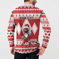 Personalized Power Red Ranger Santa Claus Button Sweatshirt Funny Christmas - Wonder Print Shop