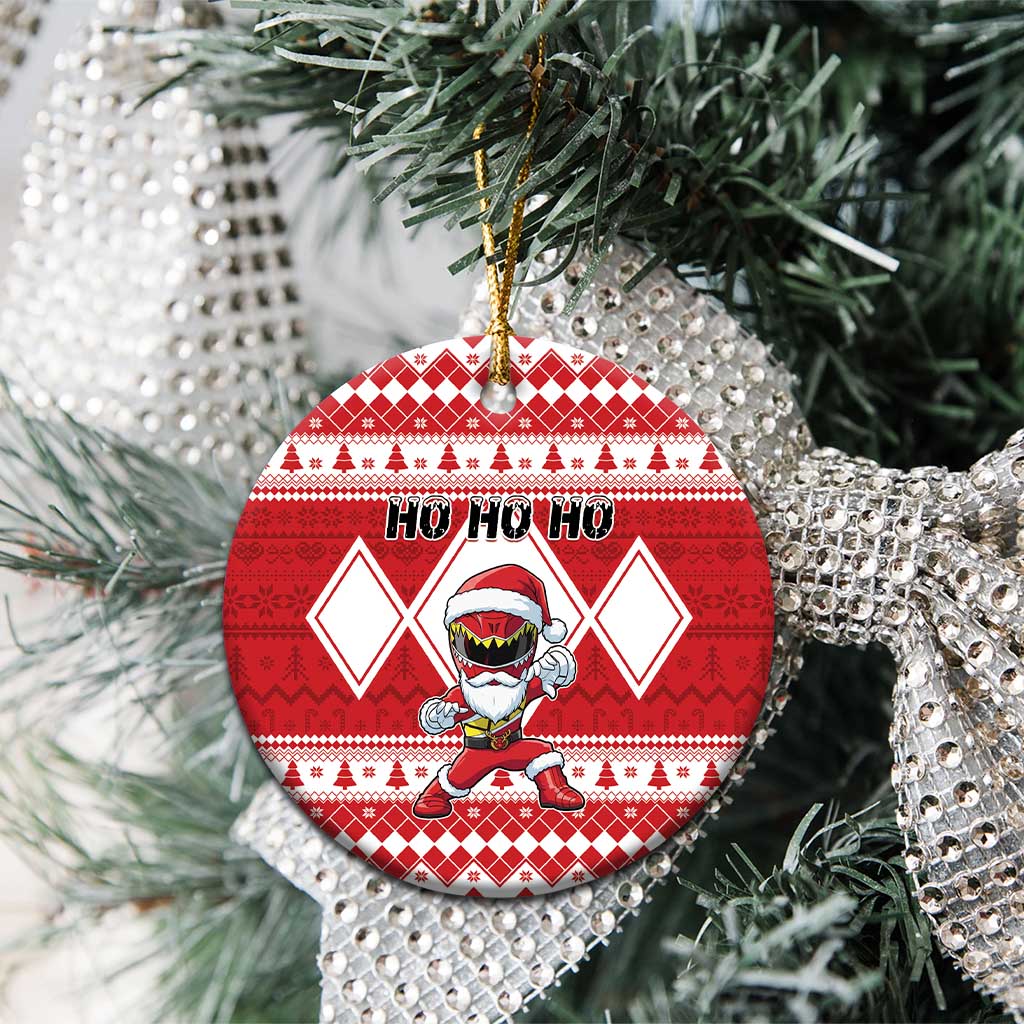 Power Red Ranger Santa Claus Ceramic Ornament Funny Christmas - Wonder Print Shop