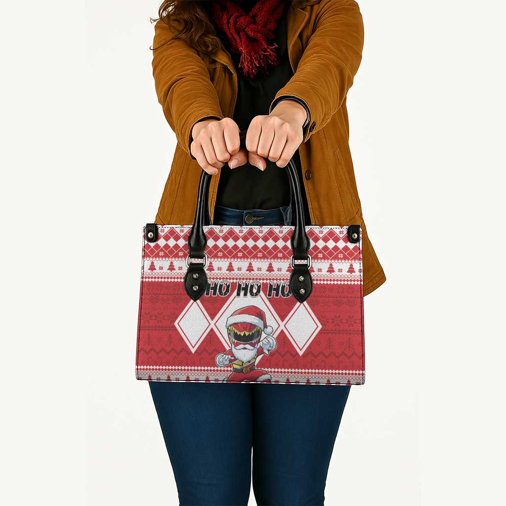 Power Red Ranger Santa Claus Leather Bag Funny Christmas - Wonder Print Shop