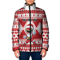 Personalized Power Red Ranger Santa Claus Padded Jacket Funny Christmas - Wonder Print Shop