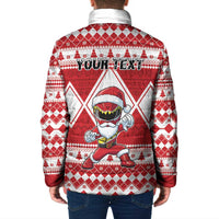 Personalized Power Red Ranger Santa Claus Padded Jacket Funny Christmas - Wonder Print Shop