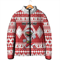 Personalized Power Red Ranger Santa Claus Padded Jacket Funny Christmas - Wonder Print Shop