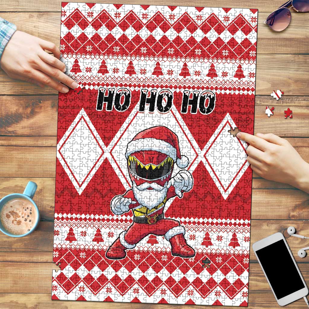 Power Red Ranger Santa Claus Puzzle Funny Christmas - Wonder Print Shop