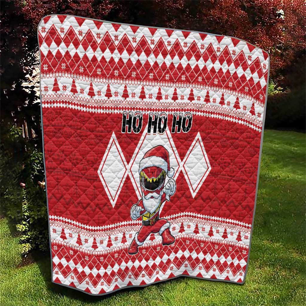 Power Red Ranger Santa Claus Quilt Funny Christmas - Wonder Print Shop