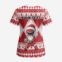 Personalized Power Red Ranger Santa Claus Scrub Top Funny Christmas - Wonder Print Shop