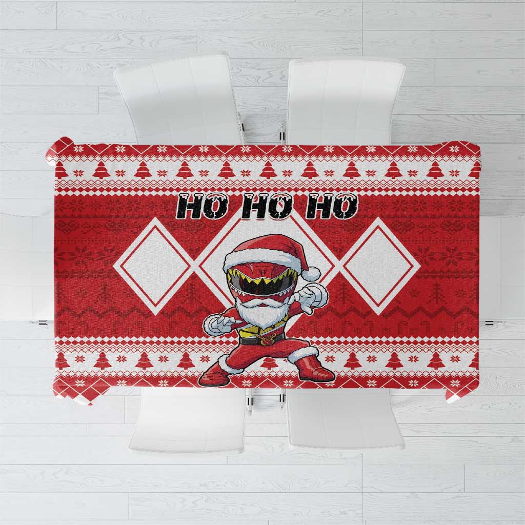 Power Red Ranger Santa Claus Tablecloth Funny Christmas - Wonder Print Shop