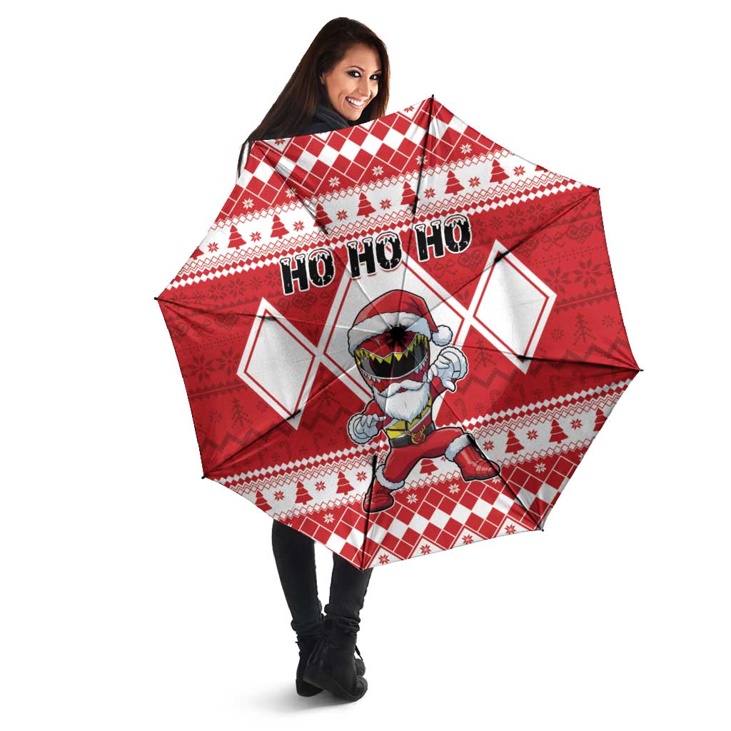 Power Red Ranger Santa Claus Umbrella Funny Christmas - Wonder Print Shop