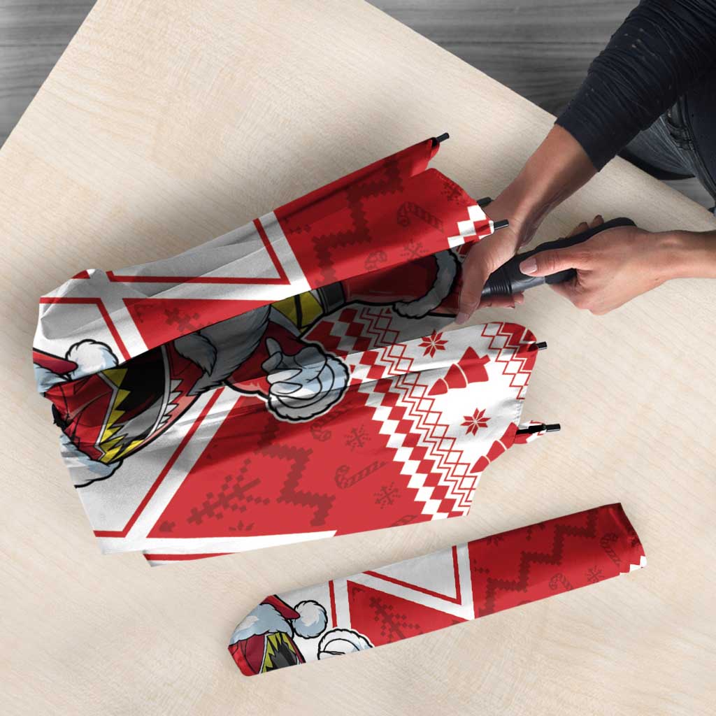 Power Red Ranger Santa Claus Umbrella Funny Christmas - Wonder Print Shop
