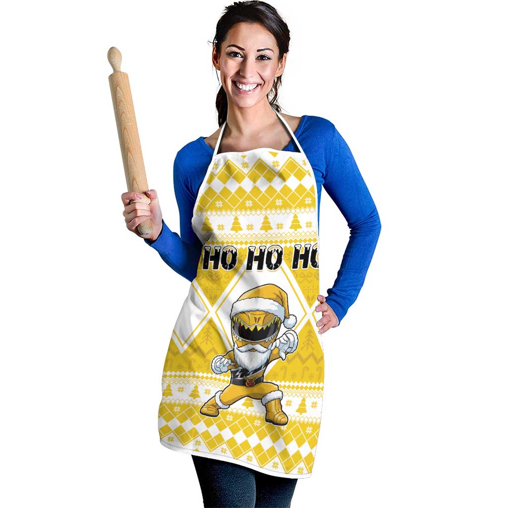 Power Yellow Ranger Santa Claus Apron Funny Christmas - Wonder Print Shop