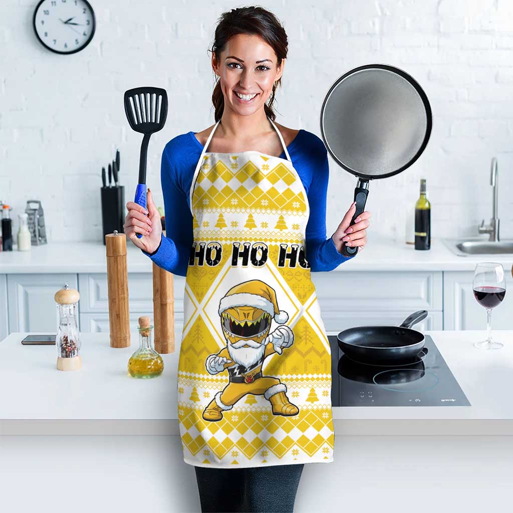 Power Yellow Ranger Santa Claus Apron Funny Christmas - Wonder Print Shop