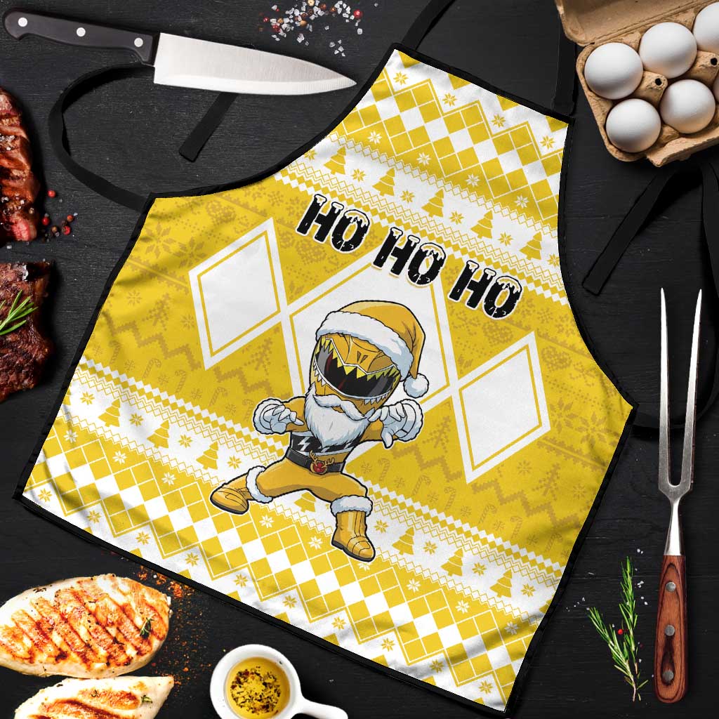Power Yellow Ranger Santa Claus Apron Funny Christmas - Wonder Print Shop