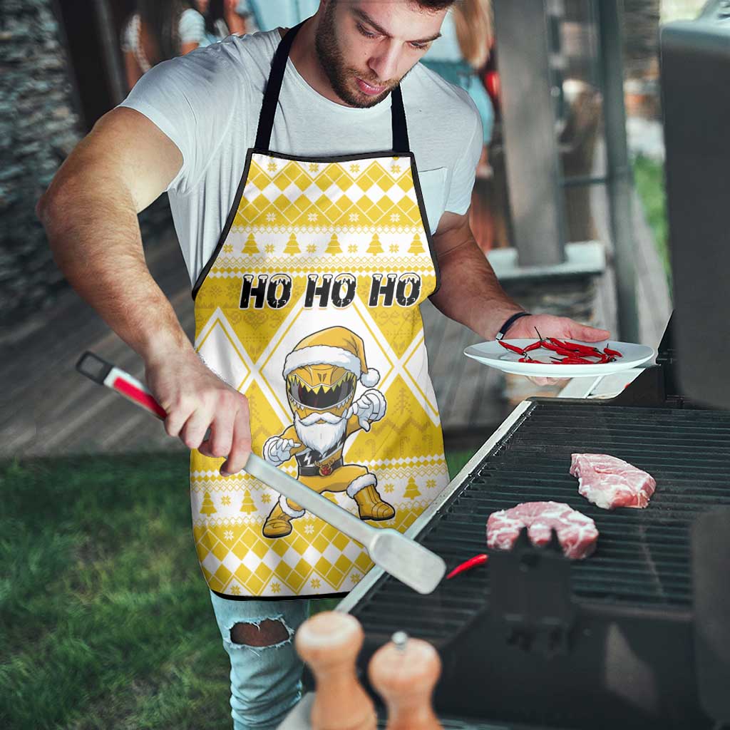 Power Yellow Ranger Santa Claus Apron Funny Christmas - Wonder Print Shop