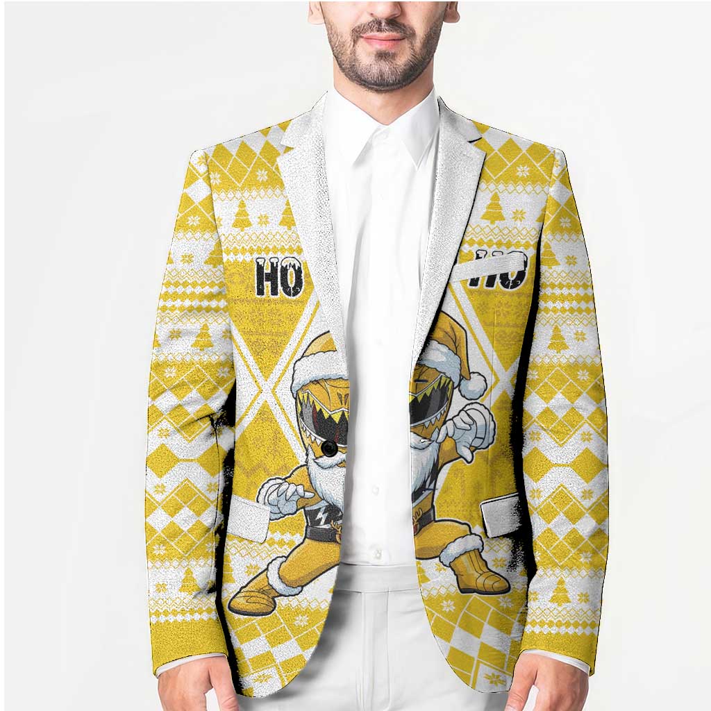 Personalized Power Yellow Ranger Santa Claus Blazer Funny Christmas - Wonder Print Shop