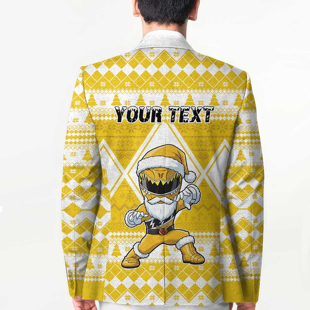 Personalized Power Yellow Ranger Santa Claus Blazer Funny Christmas - Wonder Print Shop