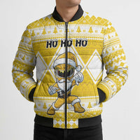 Personalized Power Yellow Ranger Santa Claus Bomber Puffer Jacket Funny Christmas - Wonder Print Shop