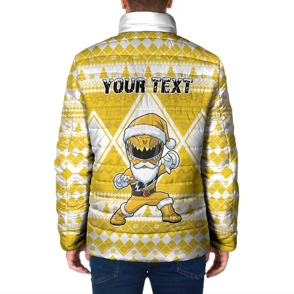 Personalized Power Yellow Ranger Santa Claus Padded Jacket Funny Christmas - Wonder Print Shop