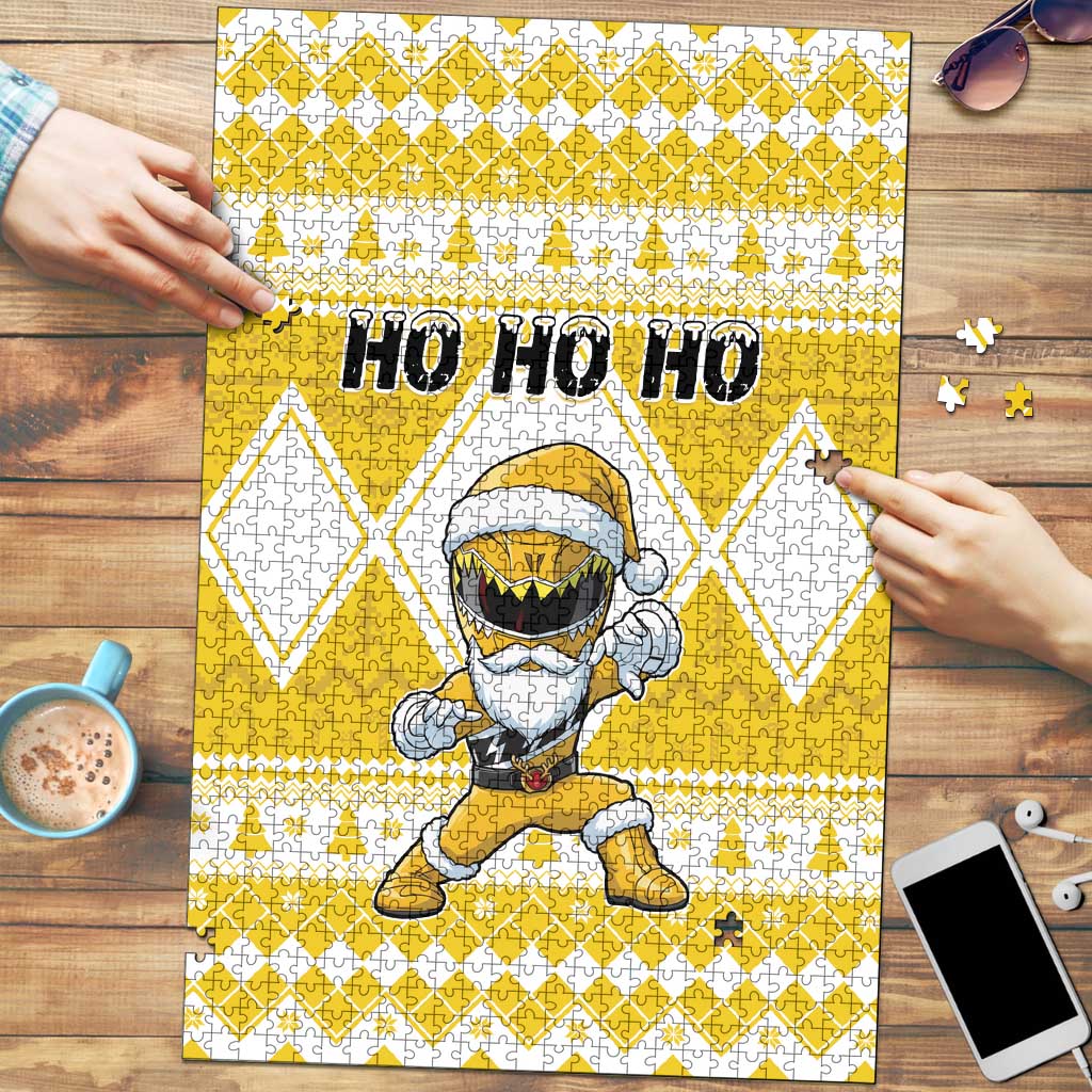 Power Yellow Ranger Santa Claus Puzzle Funny Christmas - Wonder Print Shop