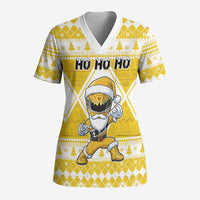 Personalized Power Yellow Ranger Santa Claus Scrub Top Funny Christmas - Wonder Print Shop