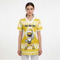 Personalized Power Yellow Ranger Santa Claus Scrub Top Funny Christmas - Wonder Print Shop