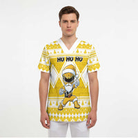 Personalized Power Yellow Ranger Santa Claus Scrub Top Funny Christmas - Wonder Print Shop