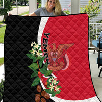 Yemen Unification Day 2024 quilt, red and black with white band, quilted diamond pattern