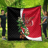 Yemen Unification Day 2024 quilt displayed outdoors, red and black flag design with white band