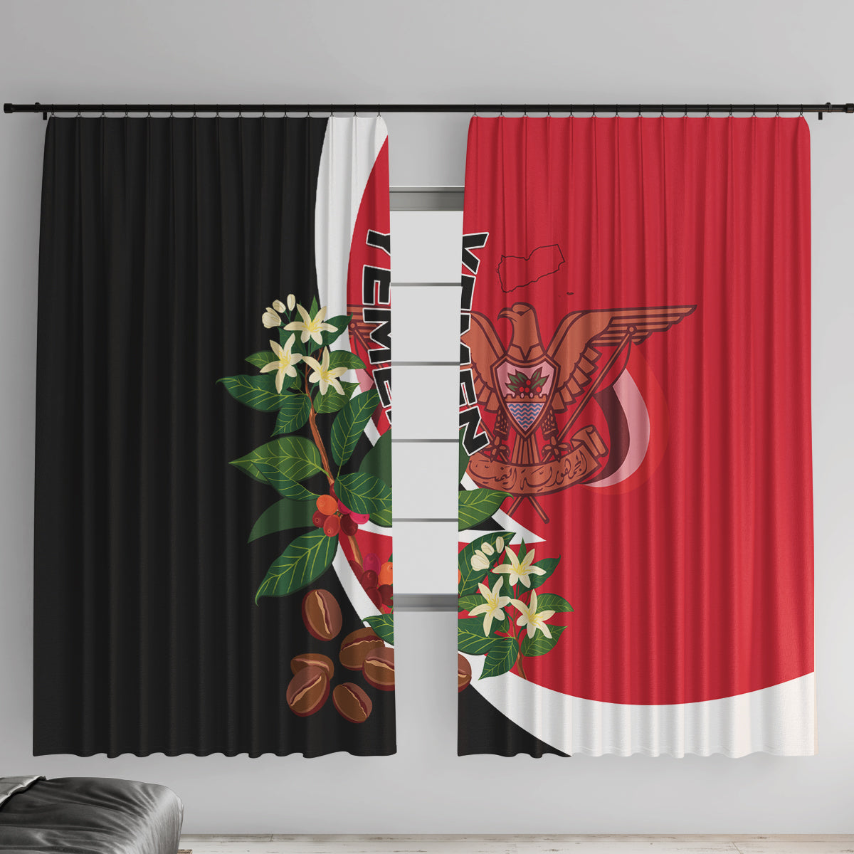 Yemen Unification Day 2024 Window Curtain May 22 Unity Day Flag Style - Wonder Print Shop