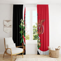 Yemen unification day window curtain with red panel and black panel, flag graphic