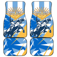 Set of 4 blue car floor mats with Argentina Revolution warrior and sun graphic