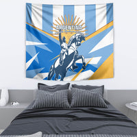 Argentina warrior wall tapestry in blue, white, and gold with sunburst crest and shield motif