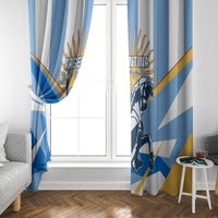 Argentina Revolution Day window curtain set, blue-and-white warrior print on two side panels