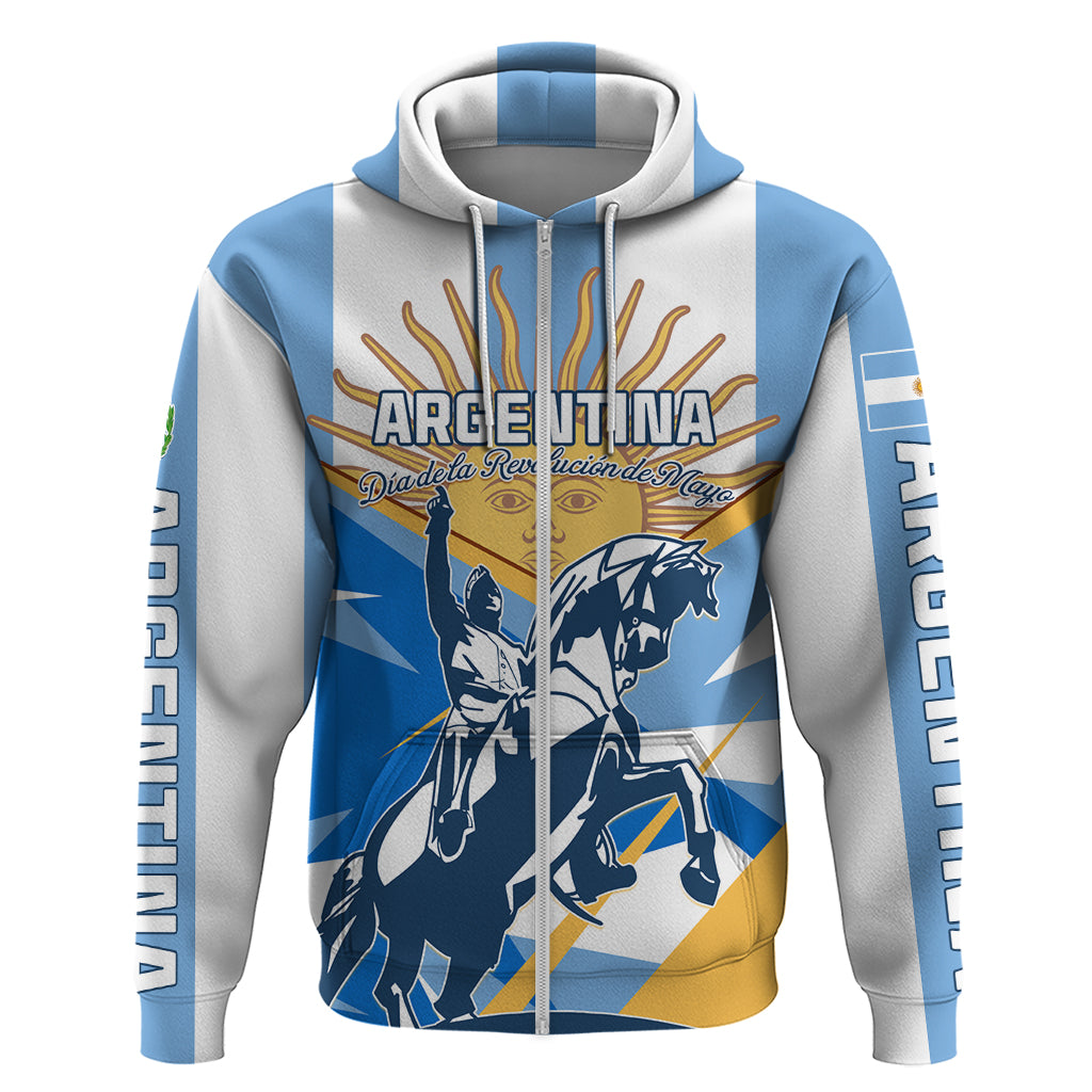 Argentina Revolution Day Zip Hoodie Sol de Mayo Warrior - Wonder Print Shop