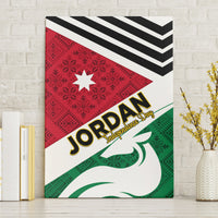Jordan-themed canvas wall art with red geometric panel, white star, green banner and chevrons