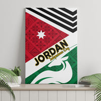 Jordan-themed canvas wall art with Jordan text, white dove silhouette, red geometric and green banner