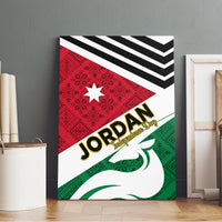 Jordan-themed canvas wall art with red, white, green folk flag design and chevron top