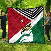 Jordan Independence Day quilt with red/green panels, white zigzags, star and JORDAN text