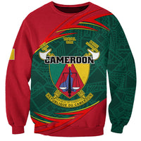 Unisex crewneck sweatshirt in red and green with Cameroon emblem front graphic