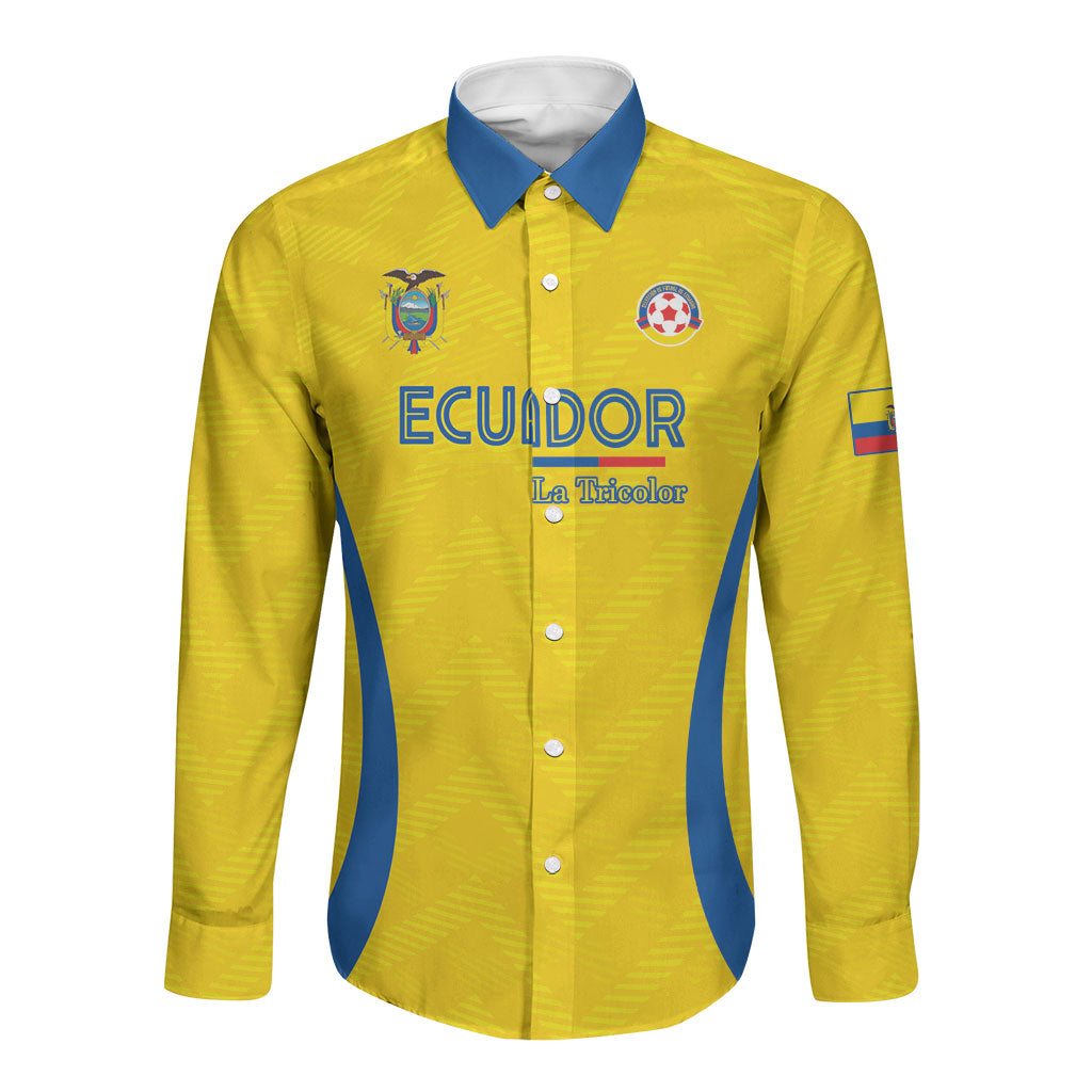 Custom Ecuador 2026 World Football Long Sleeve Button Shirt La Tri Go Champion Yellow Edition