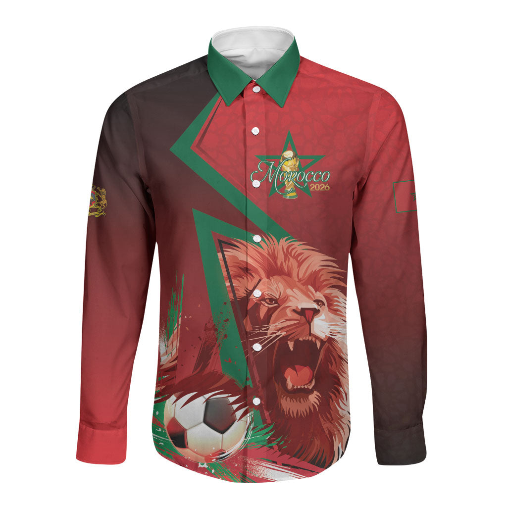 Custom Morocco 2026 World Football Long Sleeve Button Shirt Together for One Goal Champions