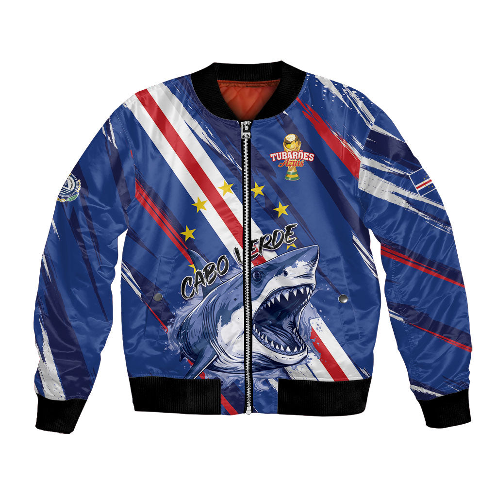 Custom World Football 2026 Cabo Verde Bomber Jacket Tubaroes Azuis Victory