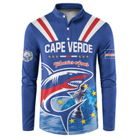 Custom Cape Verde Football 2026 Blue Shark Button Sweatshirt Go Champions