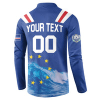 Custom Cape Verde Football 2026 Blue Shark Button Sweatshirt Go Champions
