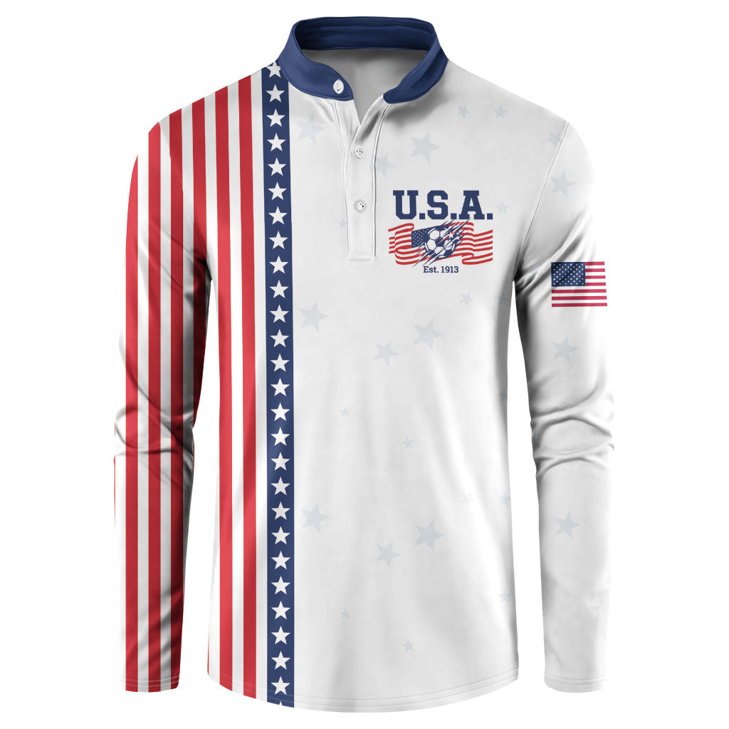 Personalized Soccer USA Est 1913 Button Sweatshirt Patriotic United States