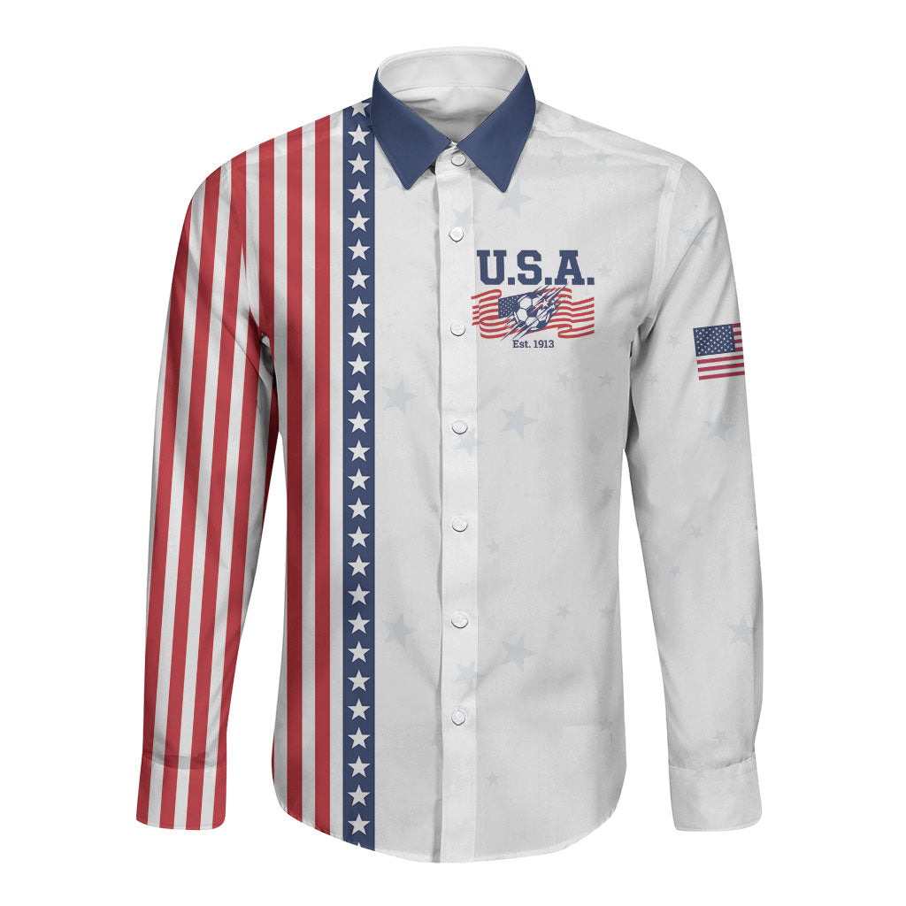 Personalized Soccer USA Est 1913 Long Sleeve Button Shirt Patriotic United States