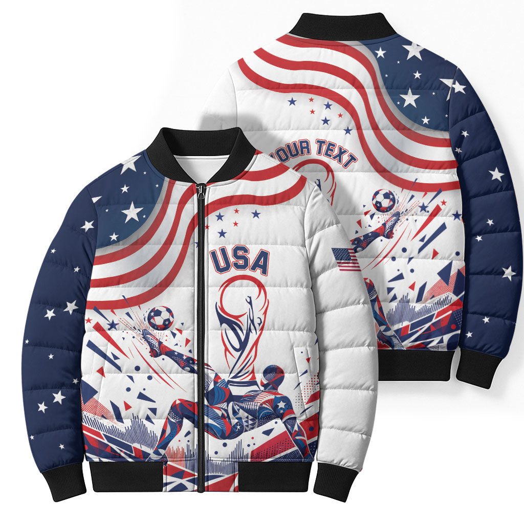 Personalized Soccer USA Bomber Puffer Jacket US Dynamic Stylized