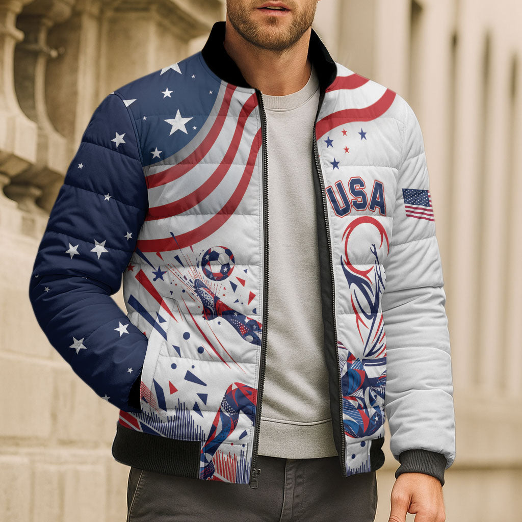 Personalized Soccer USA Bomber Puffer Jacket US Dynamic Stylized