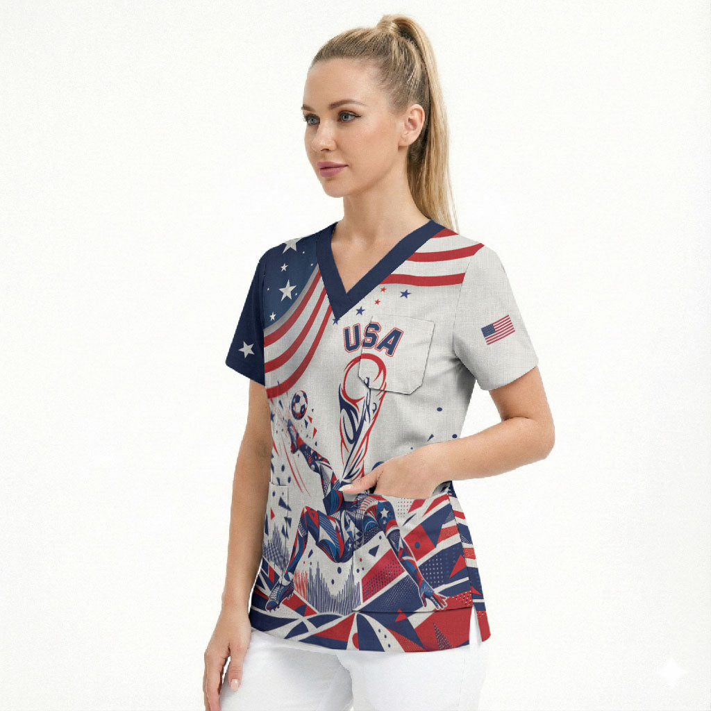 Personalized Soccer USA Scrub Top US Dynamic Stylized