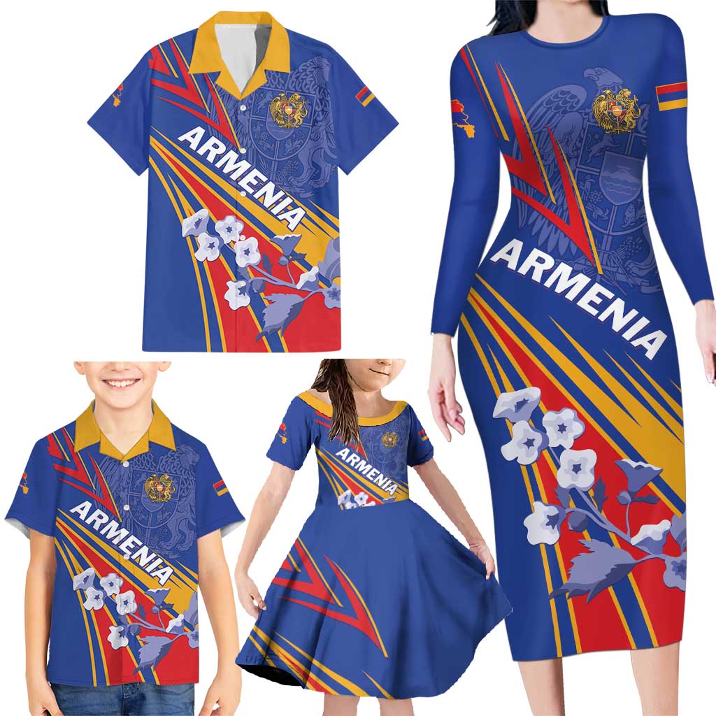 Armenia Family Matching Long Sleeve Bodycon Dress and Hawaiian Shirt Mek Azg Mek Mshakouyt - Wonder Print Shop