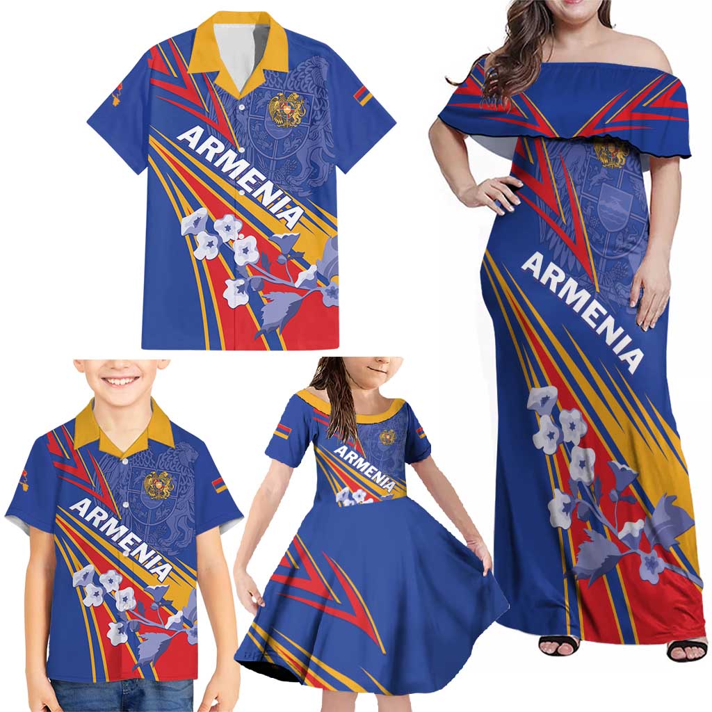 Armenia Family Matching Off Shoulder Maxi Dress and Hawaiian Shirt Mek Azg Mek Mshakouyt - Wonder Print Shop